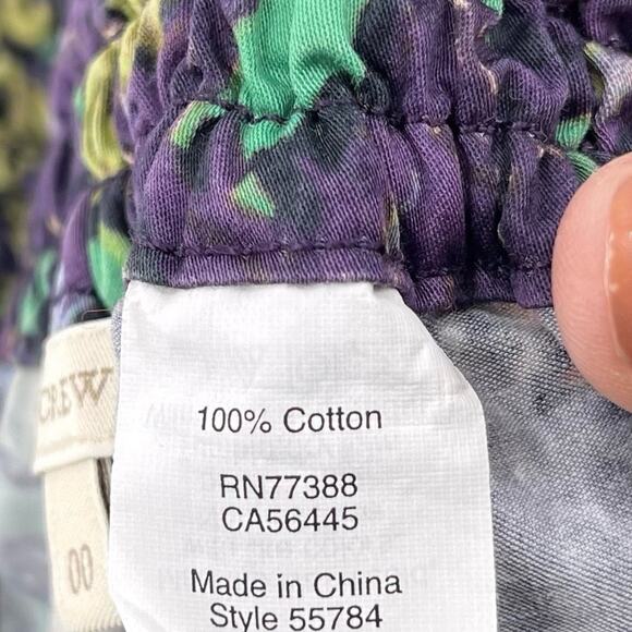 J. Crew 100% Cotton Cottagecore Purple Floral Pull On Elastic Waist Skirt 00 - Picture 9 of 9
